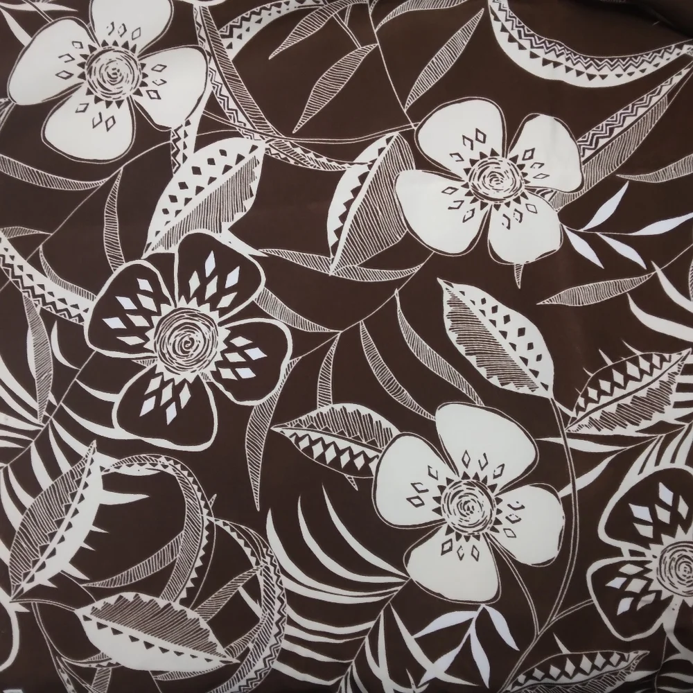 FABRIC Tropical Flora On Brown Synthetic Blend, Beautiful Hand, 2 Yd X 54 In